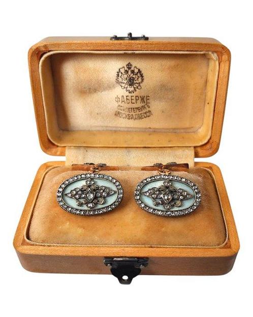 Fabergé - Manchetknopen - 14 karaat Geel goud, Keizerlijke, Handtassen en Accessoires, Antieke sieraden