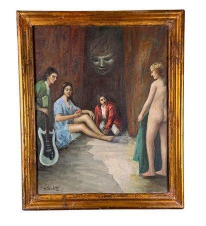 Gaetano Bocchetti (1888-1990) - Interno con personaggi, Antiek en Kunst, Kunst | Schilderijen | Klassiek