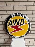 Emaille reclamebord - AWO – Simson Suhl – emaille motorbord