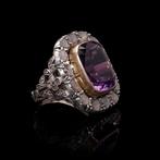 Ring Antieke Victoriaanse 9 kt gouden en zilveren, Handtassen en Accessoires, Ringen, Nieuw