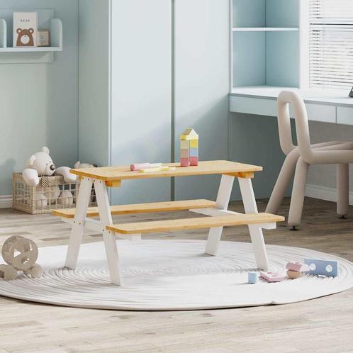 vidaXL Kindertafel met banken IRUN 90x79,5x50cm massief hout, Huis en Inrichting, Tafelonderdelen, Nieuw, Verzenden