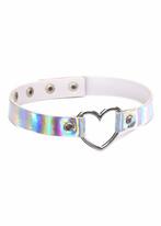 Choker Iridescent Zilver Iridescent Hartje Holografische Ket, Handtassen en Accessoires, Kettingen, Nieuw, Ophalen of Verzenden