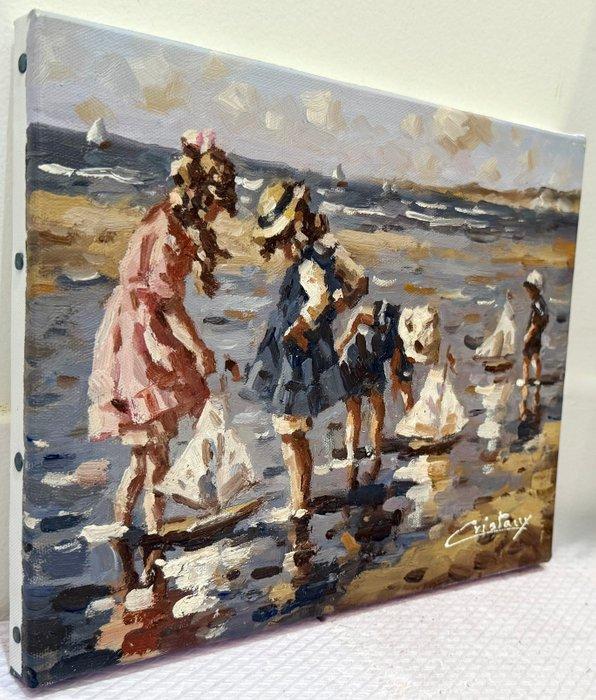 Francis Cristaux (1950) - Fillettes au Bord de Mer et les, Antiek en Kunst, Kunst | Schilderijen | Klassiek