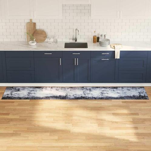 vidaXL Keuken Mat Grijs 300 x 60 cm Fluweel, Tuin en Terras, Deurmatten, Nieuw, Verzenden