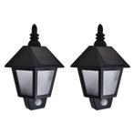 vidaXL Solar-wandlampen 2 st met bewegingsensor zwart, Tuin en Terras, Buitenverlichting, Verzenden, Nieuw