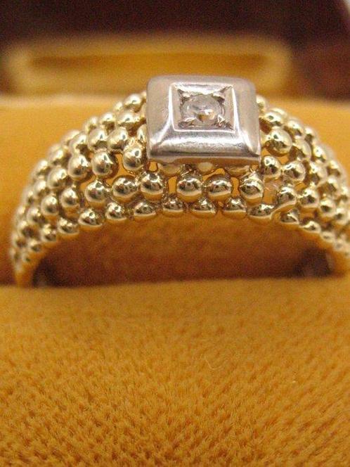 Ring - 14 karaat Geel goud, Granulaattechniek UNIKAT, Handtassen en Accessoires, Ringen