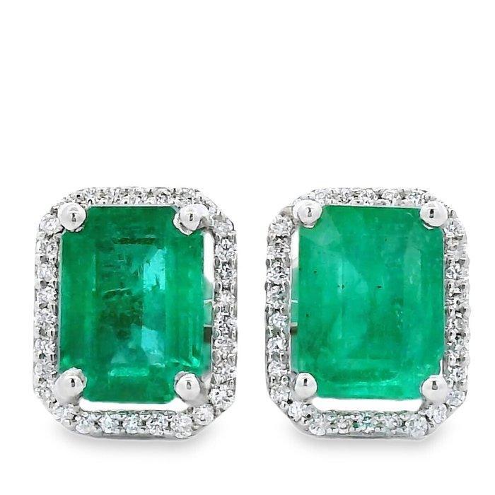 Oorstekers - 18 karaat Witgoud - 2.85ct. tw. Smaragd -, Handtassen en Accessoires, Antieke sieraden