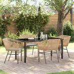 vidaXL Tuin Eettafel Set met kussen 5 pcs Bruin Gepoedercoat, Verzenden
