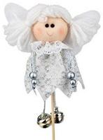 Bijsteker engel met belletjes wit 10x10 cm +15 stok per stuk, Maison & Meubles