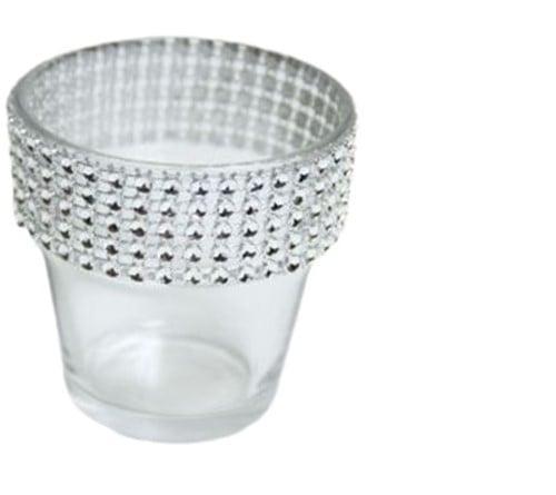 Waxinelichthouder theelichthouder met strass diamantjes 6 cm, Huis en Inrichting, Woonaccessoires | Kunstplanten en Kunstbloemen
