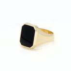 Ring - 14 karaat Geel goud Onyx, Handtassen en Accessoires, Ringen, Nieuw