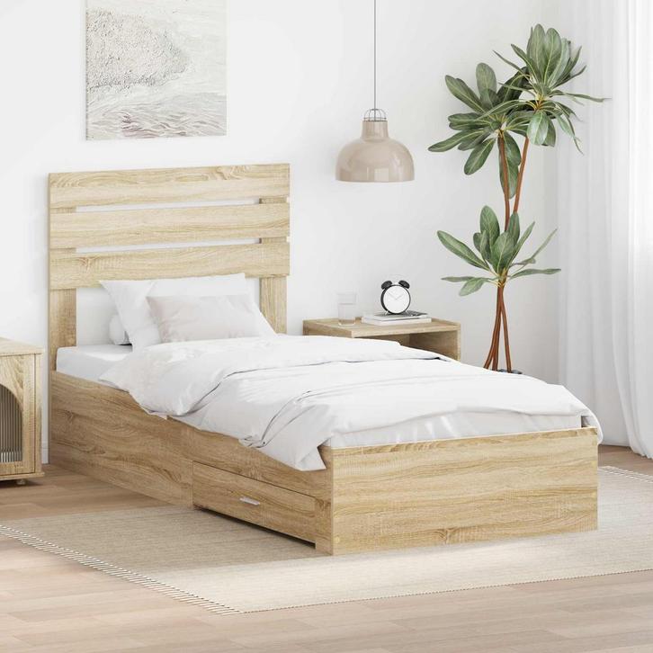 vidaXL Bedframe met lade met hoofdeinde met opslag Bewerkt, Huis en Inrichting, Slaapkamer | Bedden, Nieuw, Verzenden