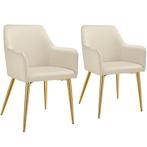 tectake Eetkamerstoel Avane, fluweellook, gestoffeerd - beig, Huis en Inrichting, Stoelen, Verzenden, Nieuw