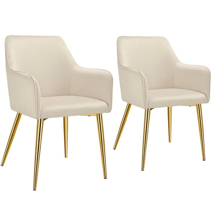 tectake Eetkamerstoel Avane, fluweellook, gestoffeerd - beig, Huis en Inrichting, Stoelen, Verzenden