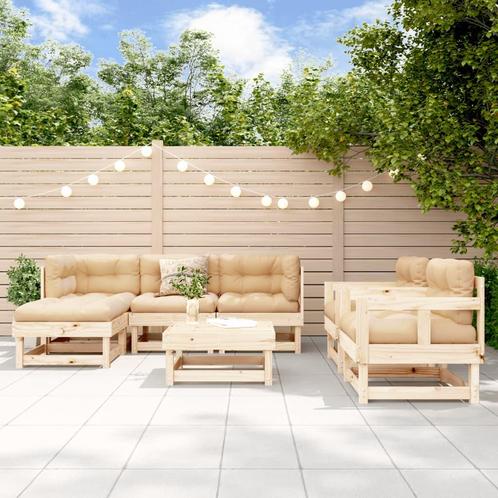 vidaXL 7-delige Loungeset met kussens massief teak, Tuin en Terras, Tuinsets en Loungesets, Loungeset, Nieuw, Verzenden