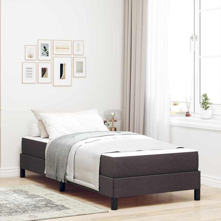 vidaXL Boxspring bed met matras Donkerbruin 90 x 200 cm Stof, Huis en Inrichting, Slaapkamer | Bedden, Nieuw, Verzenden