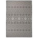 vidaXL Buitenkleed met patroon platgeweven 140x200 cm zwart, Verzenden, Nieuw