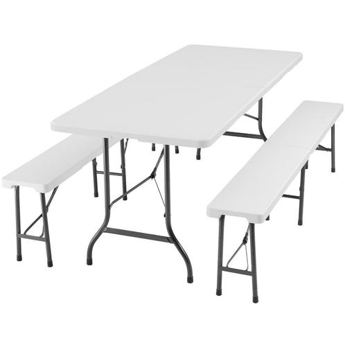 tectake Campingtafelset Panja wit opvouwbaar - wit, Caravans en Kamperen, Kampeeraccessoires, Verzenden