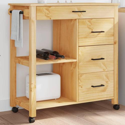 vidaXL Keukentrolley MONZA 84x40x90 cm massief grenenhout, Huis en Inrichting, Keuken | Keukenbenodigdheden, Nieuw, Verzenden