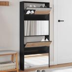 vidaXL Schoenenkast met spiegel 4-laags 63x17x134 cm zwart, Huis en Inrichting, Kasten | Schoenenkasten, Verzenden, Nieuw