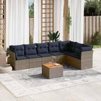 vidaXL 8-delige Loungeset met kussens poly rattan grijs, Verzenden, Nieuw, Loungeset