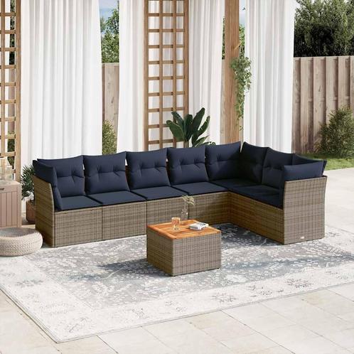 vidaXL 8-delige Loungeset met kussens poly rattan grijs, Tuin en Terras, Tuinsets en Loungesets, Loungeset, Nieuw, Verzenden