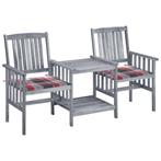 vidaXL Tuinstoelen met tafeltje en kussens massief, Verzenden, Nieuw
