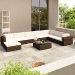 vidaXL 8-delige Loungeset met kussens poly rattan bruin, Tuin en Terras, Verzenden, Nieuw, Loungeset