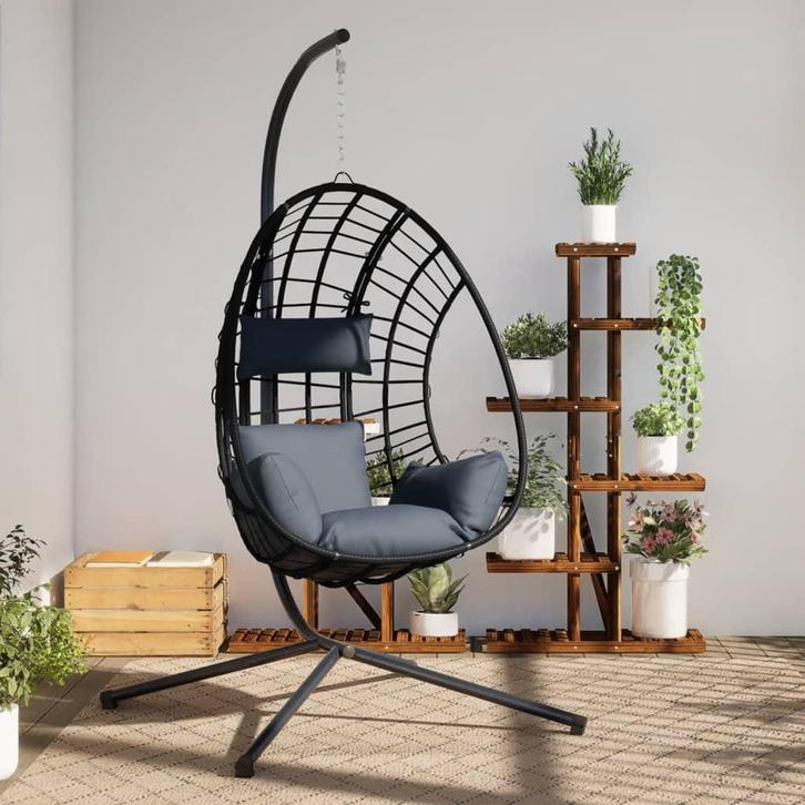 vidaXL Hangstoel met standaard rattan en staal, Tuin en Terras, Overige Tuin en Terras, Nieuw, Verzenden