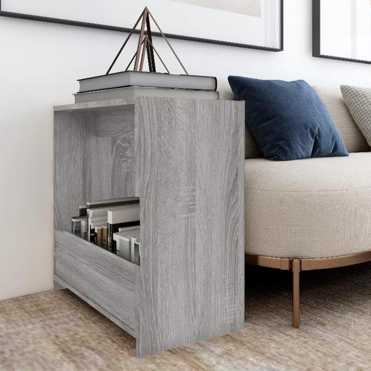 vidaXL Bijzettafel 50x26x50 cm bewerkt hout grijs sonoma, Huis en Inrichting, Tafels | Bijzettafels, Nieuw, Verzenden