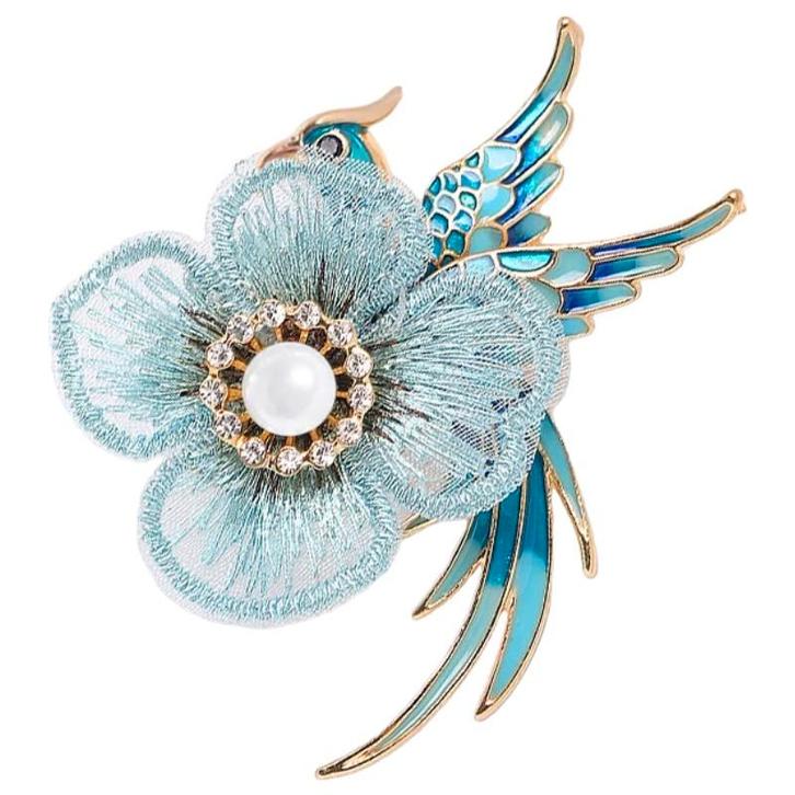 Fako Bijoux - Broche - Vogel - Phoenix Met Bloem - 60x65mm -, Handtassen en Accessoires, Broches, Verzenden