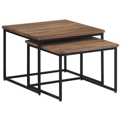 vidaXL Tafeltjesset 2 st massief teakhout, Maison & Meubles, Tables | Tables de salon, Envoi