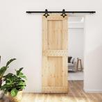 vidaXL Schuifdeur met beslag 70x210 cm massief grenenhout, Doe-het-zelf en Bouw, Deuren en Vliegenramen, Verzenden, Nieuw