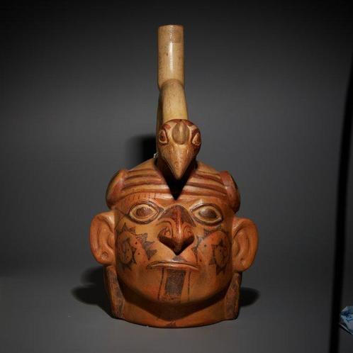 Moche, Peru, Terracotta Mooi Huaco-portret. TL-test. 25,5 cm, Verzamelen, Mineralen en Fossielen