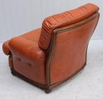 Stoel - Leder, Hout - Een paar leren fauteuils