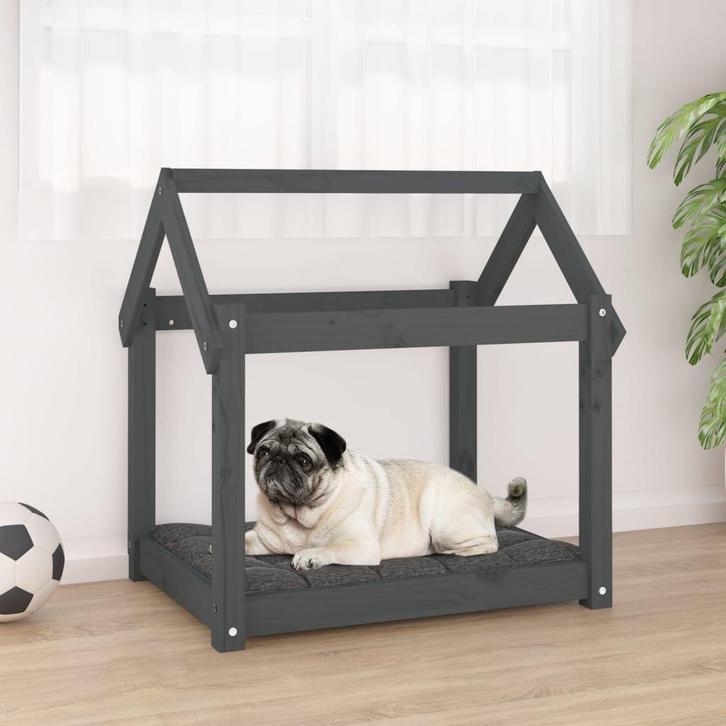 vidaXL Hondenmand 71x55x70 cm massief grenenhout grijs, Dieren en Toebehoren, Honden-accessoires, Nieuw, Verzenden