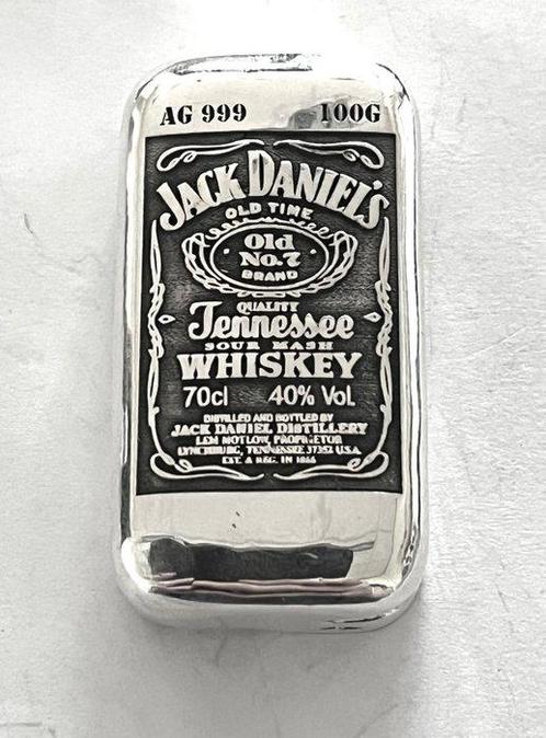 100 gram - Zilver .999 - -No Reserve- Jack Daniels  (Zonder, Postzegels en Munten, Edelmetalen en Baren