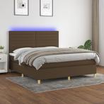 vidaXL Boxspring met matras en LED stof donkerbruin 160x200, Verzenden, Nieuw
