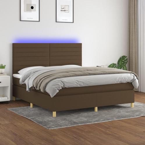 vidaXL Boxspring met matras en LED stof donkerbruin 160x200, Huis en Inrichting, Slaapkamer | Bedden, Nieuw, Verzenden