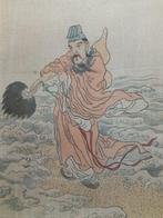 Peinture sur soie sage ou immortelle - Chine - XXe siècle, Antiquités & Art