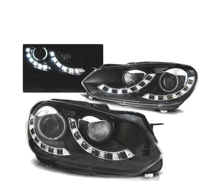 PHARES POUR VOLKSWAGEN VW GOLF 6 08-13 TRUDRL + CCFL NOIR, Auto-onderdelen, Verlichting, Verzenden