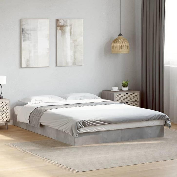 vidaXL Bedframe bewerkt hout betongrijs 140x200 cm, Huis en Inrichting, Slaapkamer | Bedden, Nieuw, Verzenden