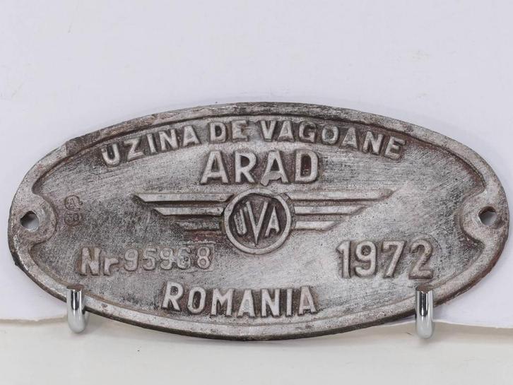 Wagen schild Uzina De Vagoane ARAD Romania Nr 95968 1972, Verzamelen, Spoorwegen en Tram, Overige typen, Gebruikt, Ophalen of Verzenden