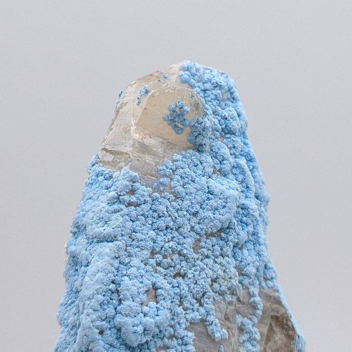 Shattuckite azzurro, bol op kristalquartz, zeer zeldzaam, Verzamelen, Mineralen en Fossielen