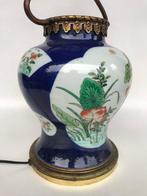 Chinese Famille Verte et vase-lampe en porcelaine bleu, Antiek en Kunst
