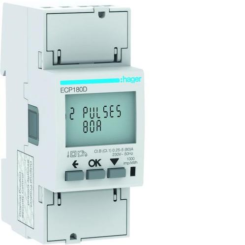 Hager Elektriciteitsmeter - ECP180D, Doe-het-zelf en Bouw, Elektriciteit en Kabels, Verzenden