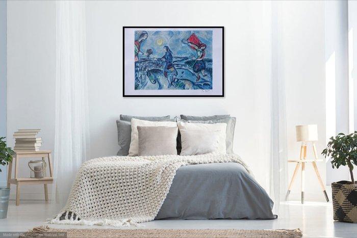 Marc Chagall (1887-1985) - Couple damoureux sur les toits, Antiquités & Art, Antiquités | Autres Antiquités
