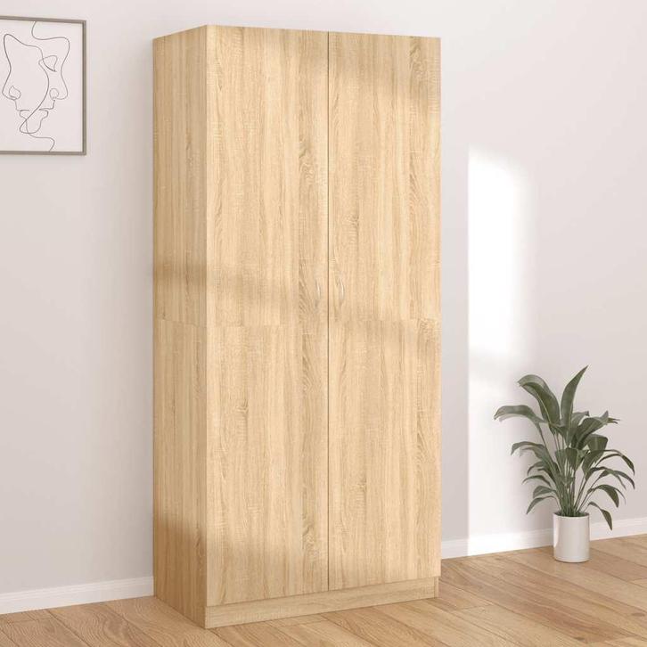 vidaXL Kledingkast 90x52x200 cm bewerkt hout sonoma, Huis en Inrichting, Kasten | Kleerkasten, Nieuw, Verzenden