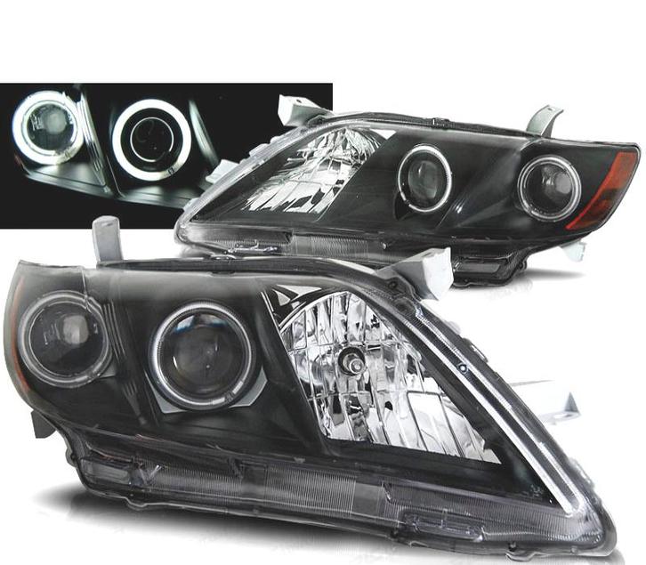 Phares Pour Toyota Camry 6 Xv40 06-09 Angel Eyes Noir, Auto-onderdelen, Verlichting, Verzenden