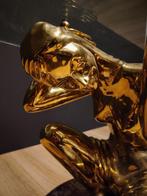 Tafel - Kristal, Marmer - Twee sculpturen in vergulden brons, Antiek en Kunst